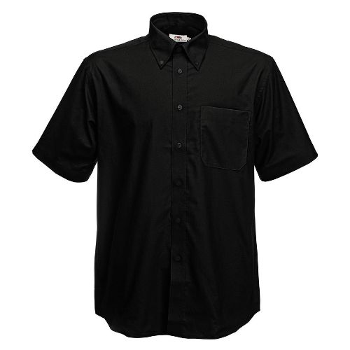 Fruit Of The Loom Oxford Short Sleeve Shirt Black